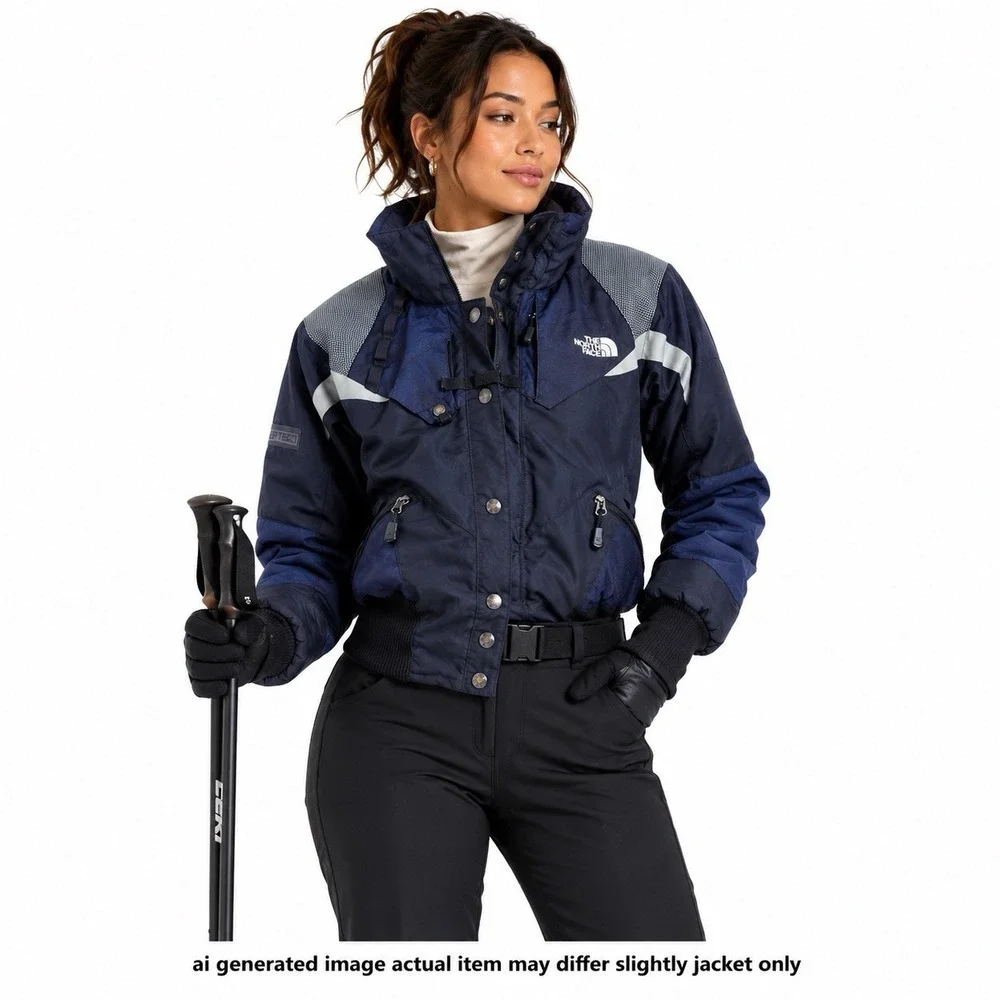 The North Face Steep Tech Women XS Navy Black Ski Jacket Y2K Gorpcore Vintage